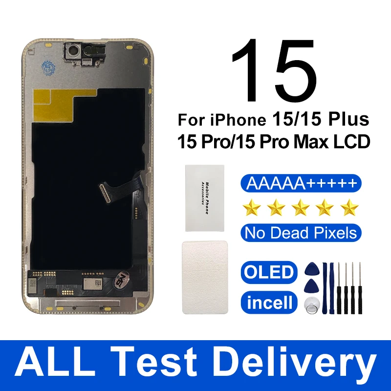 OLED For iPhone 15 Pro LCD Pantalla Touch Screen For 15 Plus