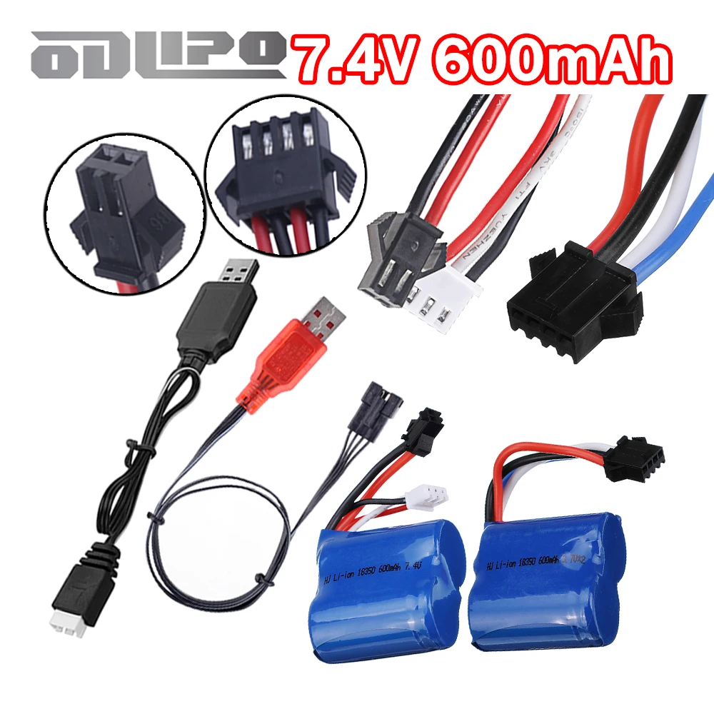 Brand New 18350 600mAh 7.4v Li-ion Battery USB Chager For UDI UDI001 UDI011 / H100 H102 S1 S2 S3 S4 S5 High Speed RC Racing Boat