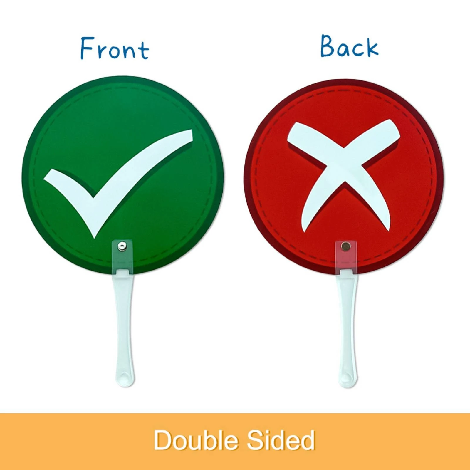 10 Pieces Classroom Hand Sign with Handle Double-Sided Participation Sign Interactive Plastic for Teachers, Lessons