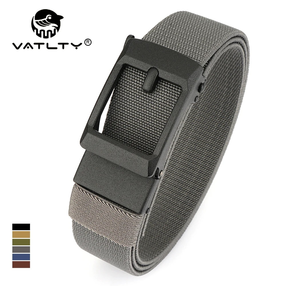 VATLTY Matte Elastic Waistband for Men Zinc Alloy Automatic Buckle Gray Casual Belt Soft Real Nylon Stretch Belt Male Straps