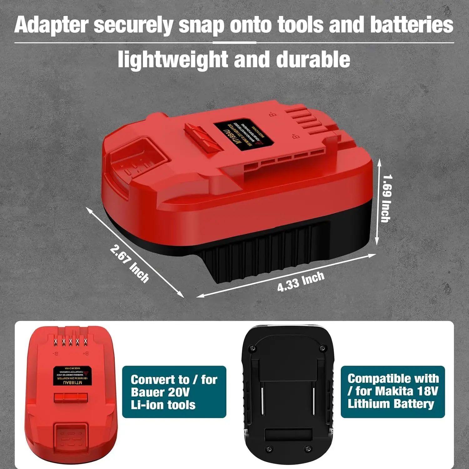 Adapter for Bauer 20v Tools Used for Makita 18v Li-ion Battery Converter for makita to for Bauer Battery Adapter