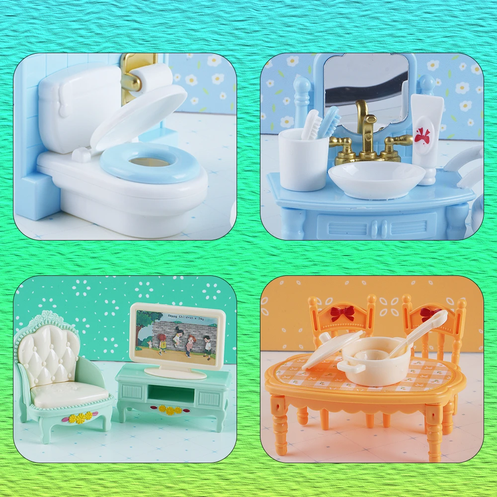 1/12 Mobili in miniatura Cucina Maiale Elefante Baby Animal Bagno Modello Casa delle bambole Mini Soggiorno Ornamento Casa da gioco Giocattolo Regalo