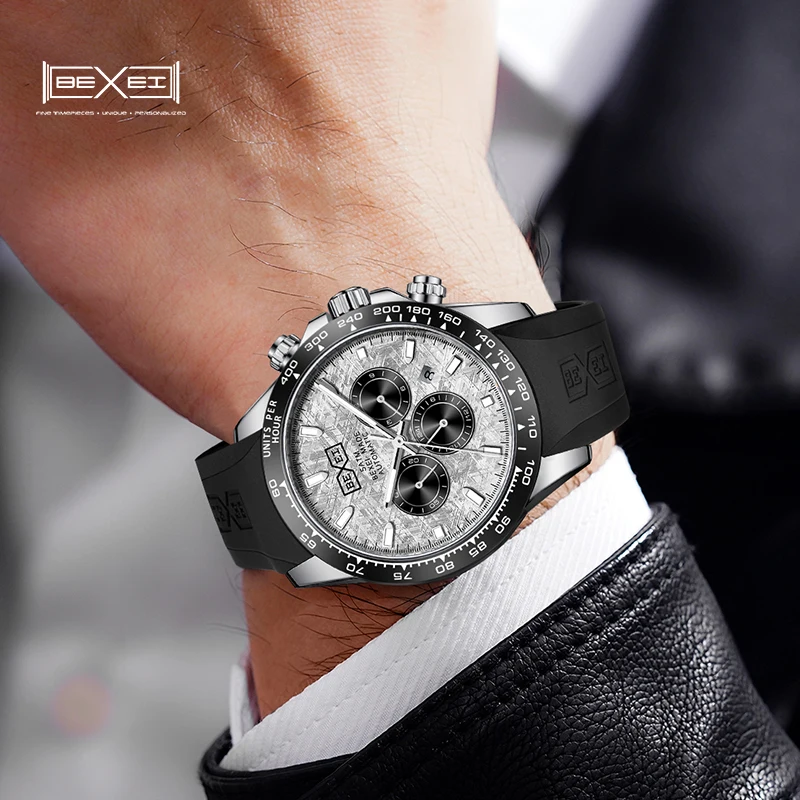 Bexei ساعة رجال الأعمال متعددة الوظائف 9118 التلقائي الميكانيكية الياقوت رجل ساعة مقاوم للماء ساعات الموضة مضيئة #2