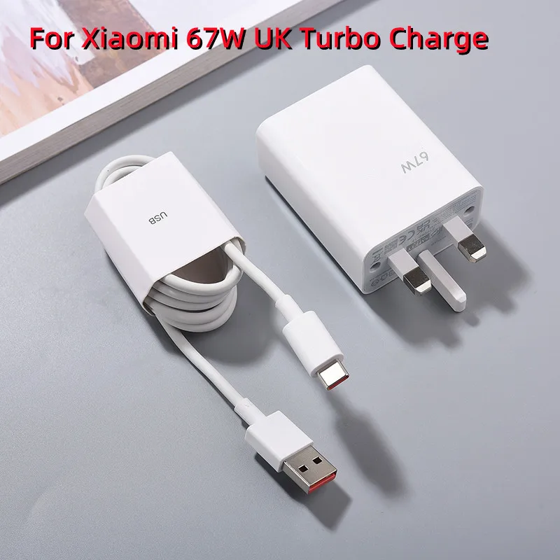 Para xiaomi 67w carregador rápido uk plug turbo adaptador de carga 6a usb tipo c cabo para mi 14 12 11 13 10 10t poco x5 redmi nota 12 13