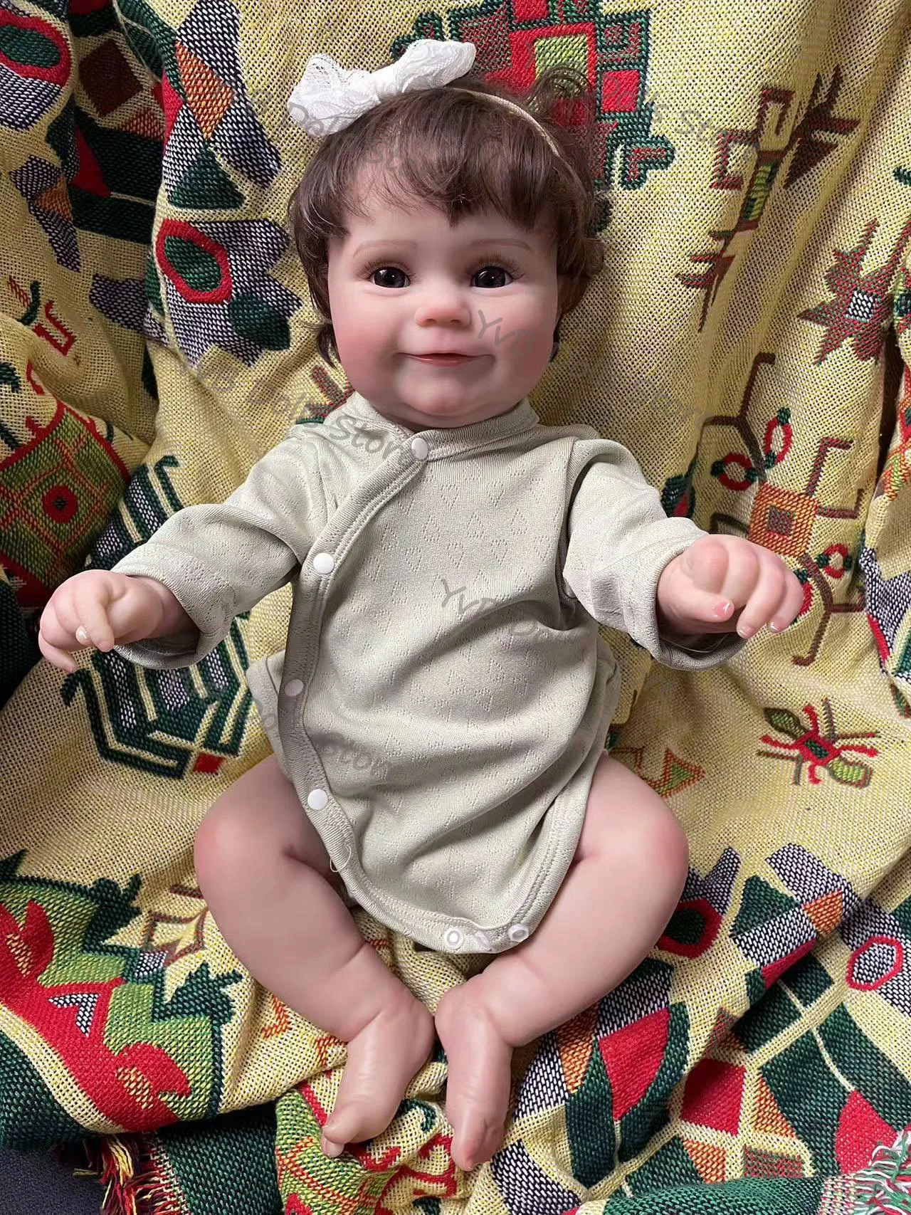 48CM Maddie Cloth Body/Full Vinyl Girl Body Already Finished Paint Lifelike Reborn Doll with Visbile Veins Hand Rooted Hair