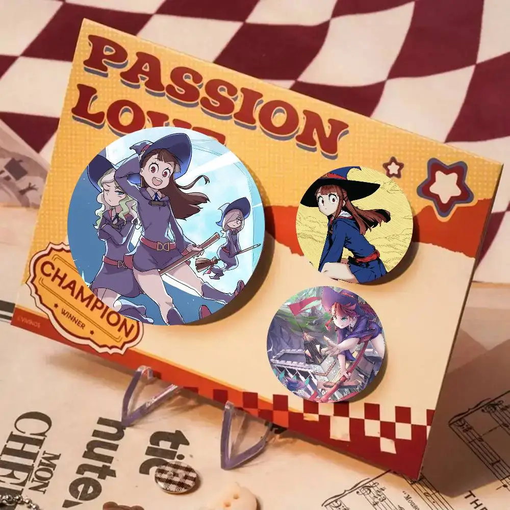 Anime L-Little W-Witch Academias Badge Tinplate Meme Round Brooch For Hat Bag Creative Lapel Jewelry Accessories Gifts