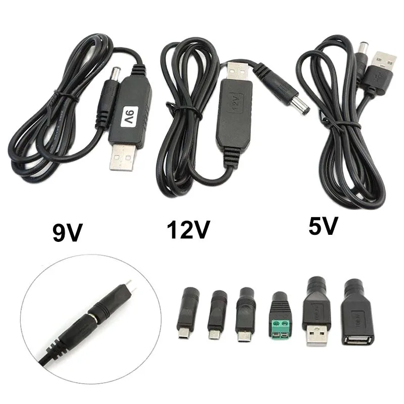 USB 5V to DC 5V 9V 12V Micro USB Mini 5pin Type C male female power Cable Boost Line Plug Step UP Module Converter Adapter a1