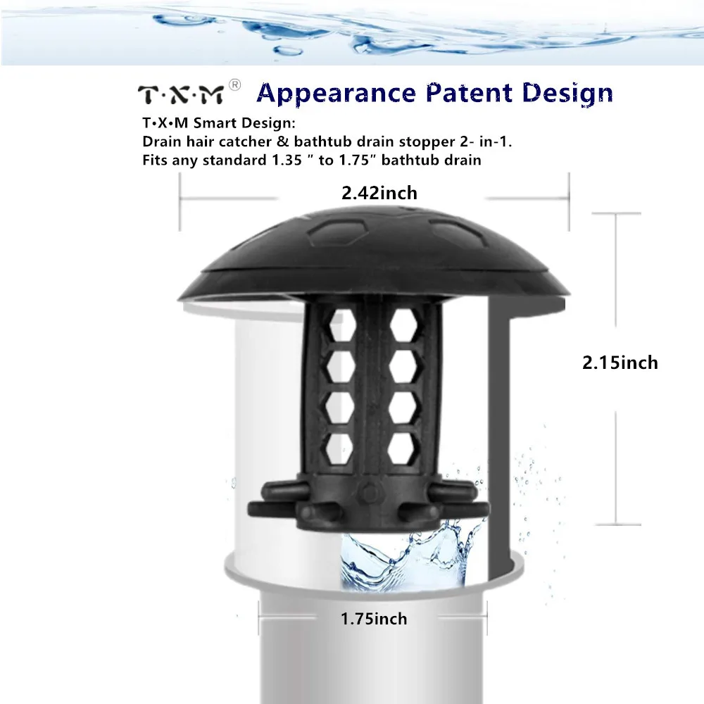 TXM scarico capelli Catcher vasca/lavello scarico capelli Catcher,2 in 1 protezione scarico vasca per doccia
