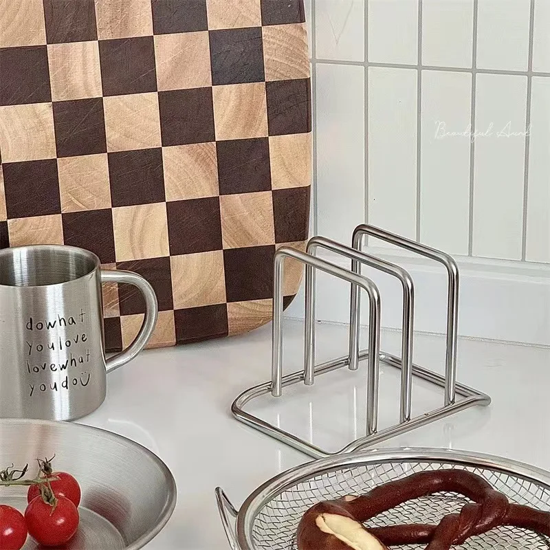 1PC Space-Saving Stainless Steel Pot Lid and Cutting Board Organizer Combo - Heavy-Duty Countertop Rack Kitchen Organizer