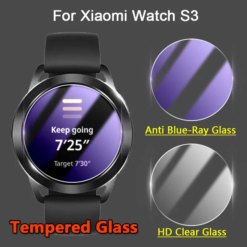 5 pçs protetor de tela para xiaomi relógio s3 smartwatch 2.5d 9h ultra fino claro/anti azul-ray vidro temperado película protetora