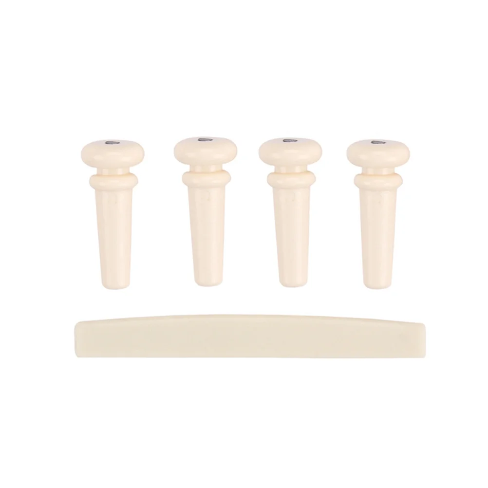 

5 Pcs Bass Strings Guitar Bridge Parts Copper Pipe Acoustic with Saddle Brass Beige