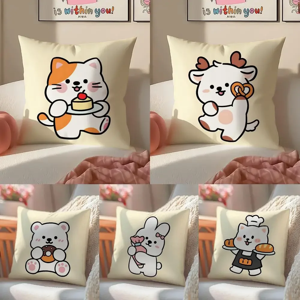Bakery Animal Cartoon Collection Cushion Cover Pattern Printed Pillowcase for Living Room Sofa Cushion Cover & Bedroom Decor