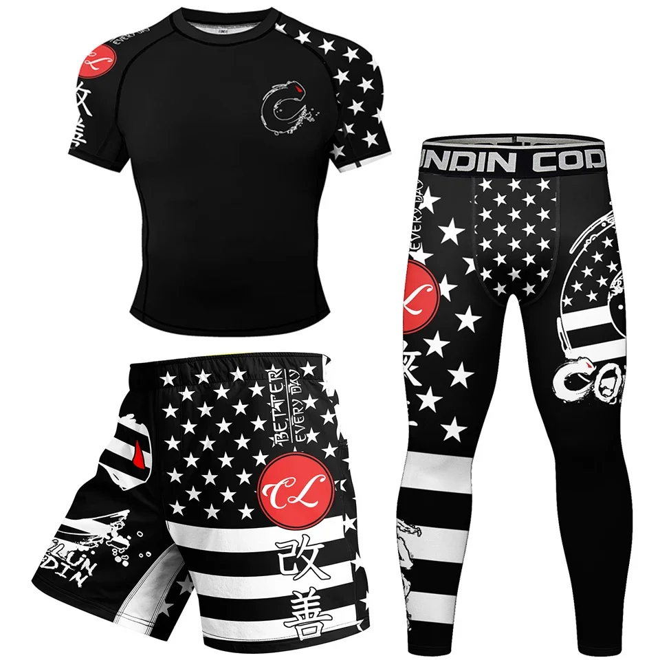 New Men Compression Sportswear Suits MMA T-shirts Clothing Boxing Workout Jogging Sports Set Running Rashguard Tracksuit For Men