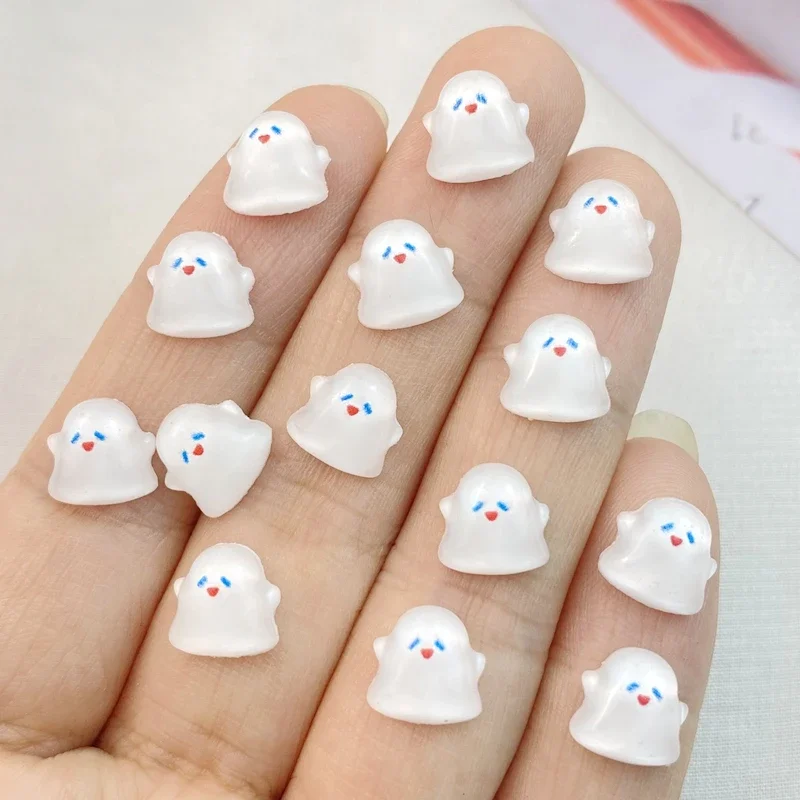 50 Stuks Glitter Hars Halloween cartoon ghost Nail Art Flatback Strass Beeldjes Diy Miniaturen Plakboek Decor Ambachten