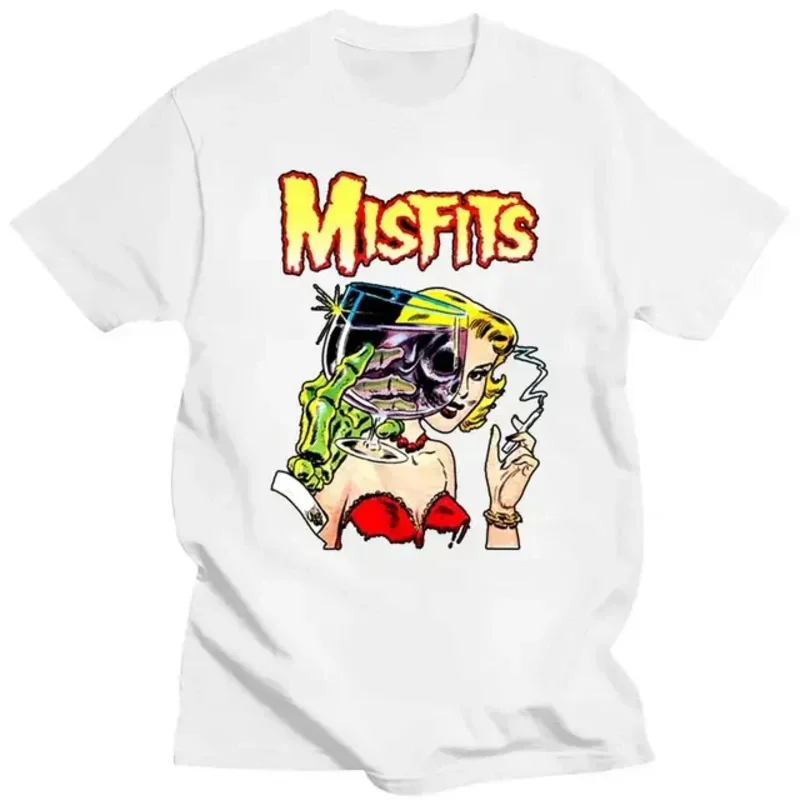 Classic Letters Misfits Print Funny Cartoon Women's T-Shirt Cap Hat Misfits The My Darling Punk Rock Band Danzig Samhain Tops