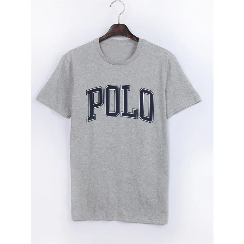 Couple Polo T-shirt Cotton Letter Printed Short Sleeve Tops Spring Summer Casual Simple