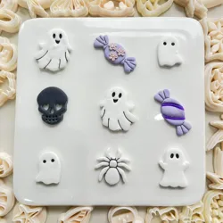 Halloween-Serie Geist/Schädel/Süßes oder Saures bonbon förmige Ton schneide formen für DIY-Ohrringe zur Herstellung von Handwerkzeugen aus Polymer ton