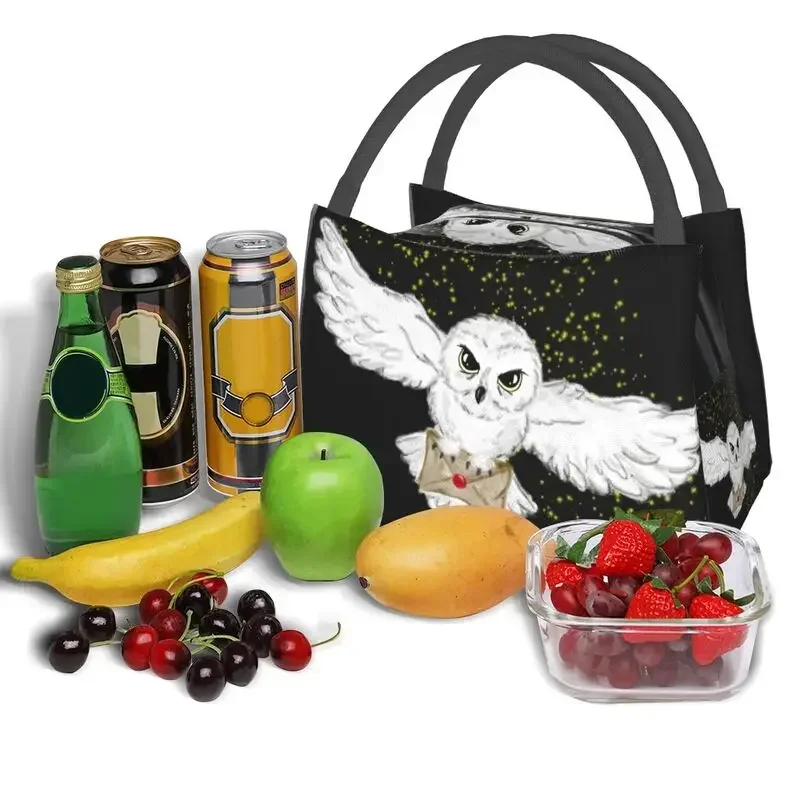 Custom Owl Flight Tote Bag Lunch Bags Women Cooler Thermal Insulated Lunch Box for Picnic Camping Work Travel Shoulder Bag