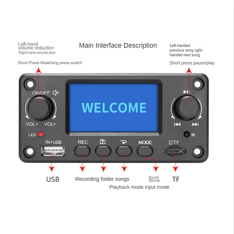 TPM118B Digital Audio Player MP3 Decoder Board High Quality Portable MP3 Player Module with Bluetooth and FM Radio