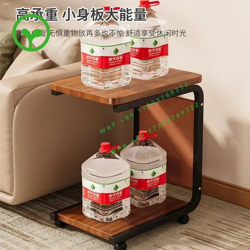 Contemporary Modern Detachable Wooden Side Coffee Table with Metal Wheel Home Bar Office Dining Room Living Room Furniture Park