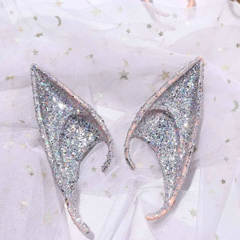 Puntelli per foto Accessori per costumi Orecchie da elfo angelo di Halloween Accessori per cosplay da donna Orecchie in lattice glitter Puntelli per trucco imitazione