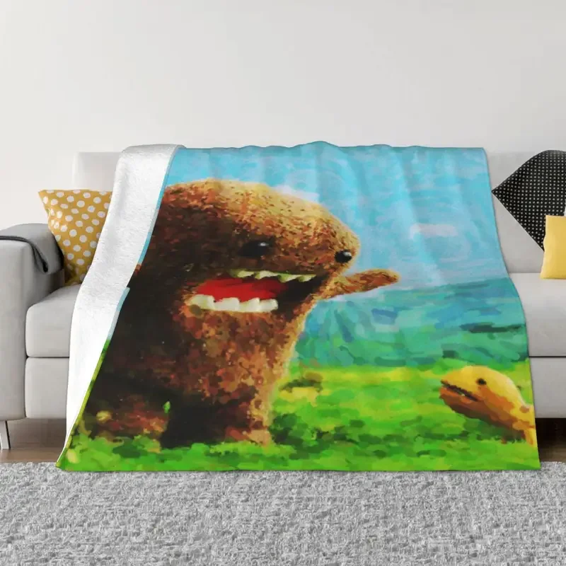 

Domo Kun Japanese Anime Blanket Fleece Summer Multifunction Super Warm Throw Blankets for Home Couch Bedding Throws