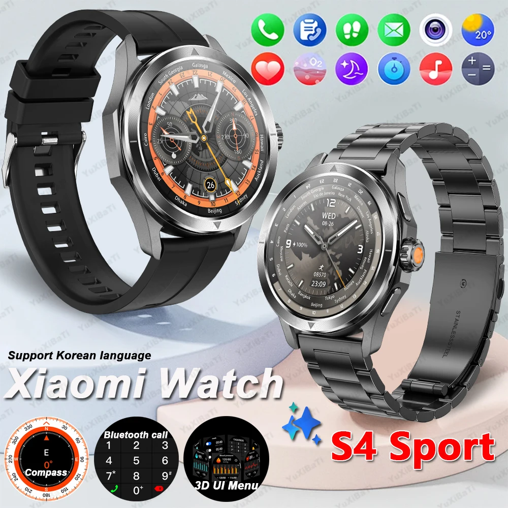 New For Xiaomi S4 Ultra Smart Watch Men AMOLED Outdoor Sports NFC GPS Compass Heart rate Waterproof Bluetooth Call Smartwatches