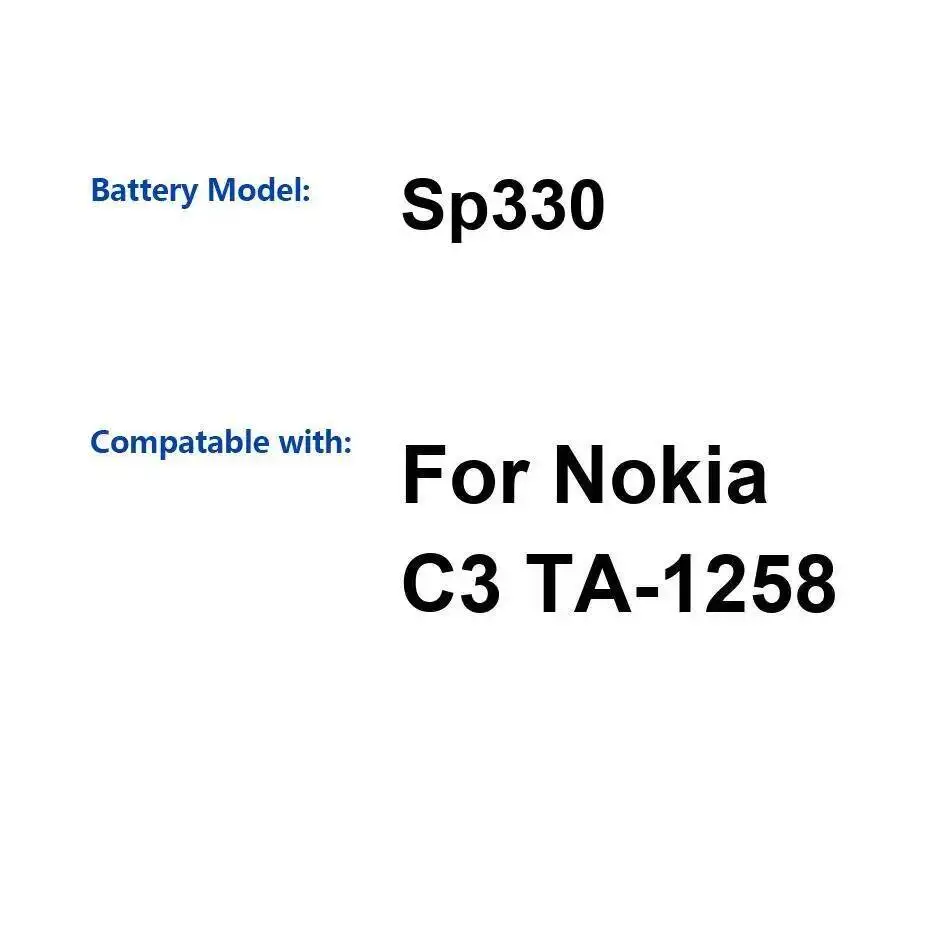 

For Nokia C3 TA-1258 Mobile Phone Battery Sp330 Long-Lasting Performance 3040Mah