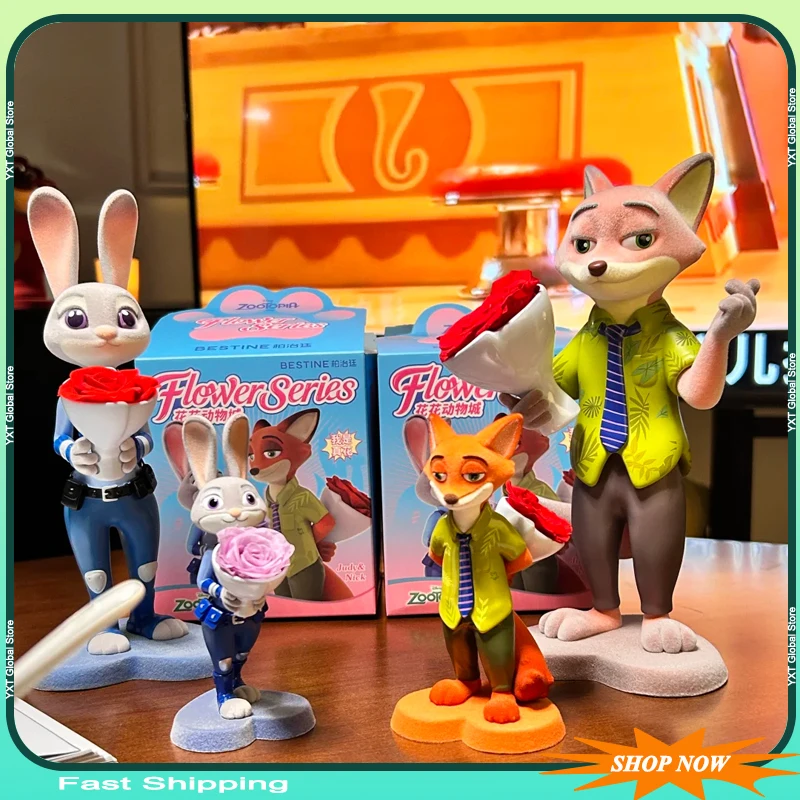 

Оригинальная серия Zootopia Flowers, слепая коробка, милая джуди, модная кукла, гаражный комплект, настольный декор, коллекция игрушек для девочек, подарок на день рождения, Рождество