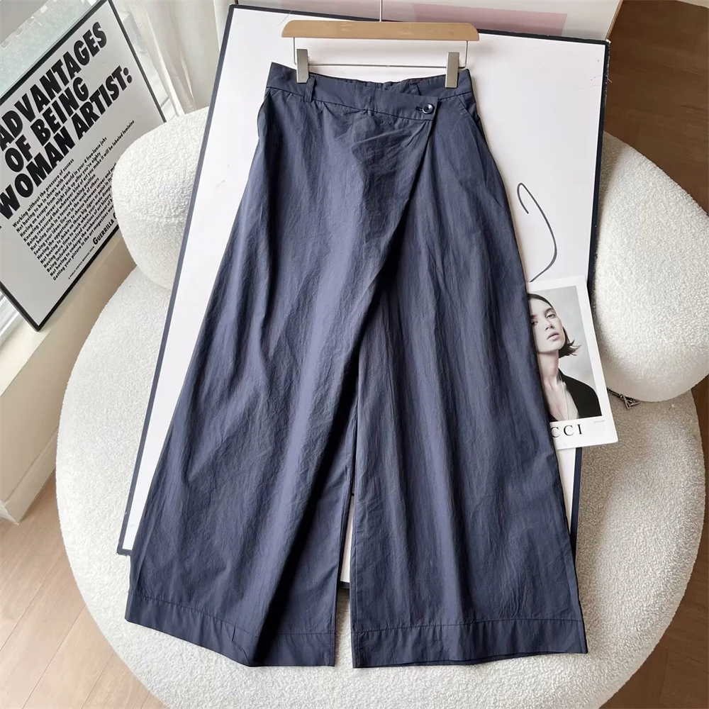 Cos Lris women's clothing 2024 summer asymmetrical bevel design high waist loose wide leg pants casual trousers