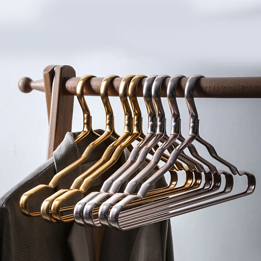 

5Pcs Metal Aluminium Alloy Clothes Hangers Skid Resistant Dark Grey Non Trace Home Hangers Clothes Hanging Racks
