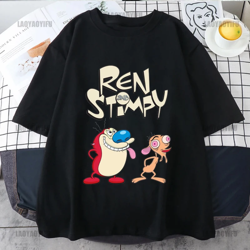 

Ren and Stimpy T-shirt sublime kawaii clothes plain mens graphic t-shirts funny Summer Casual Men's T-Shirt Street Fashion