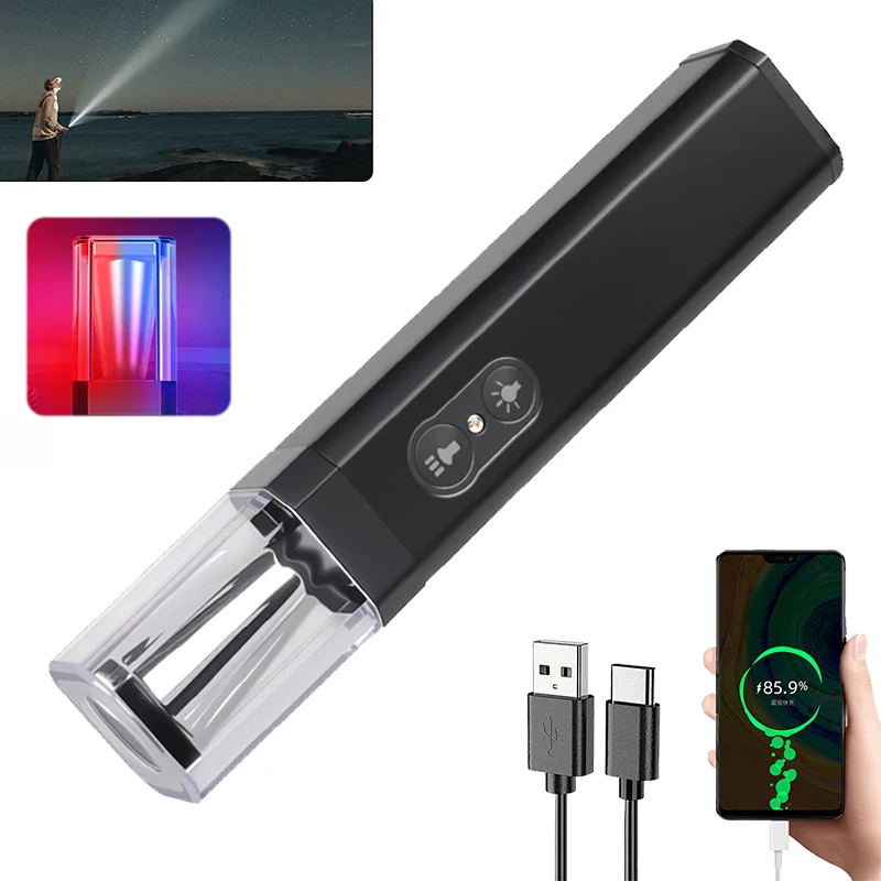 Wiederaufladbare LED-Taschenlampe, tragbare Camping-Taschenlampe, eingebauter 1500-mAh-Akku, Taschenlampe, Schwanz, magnetisches Reparatur-Arbeitslicht