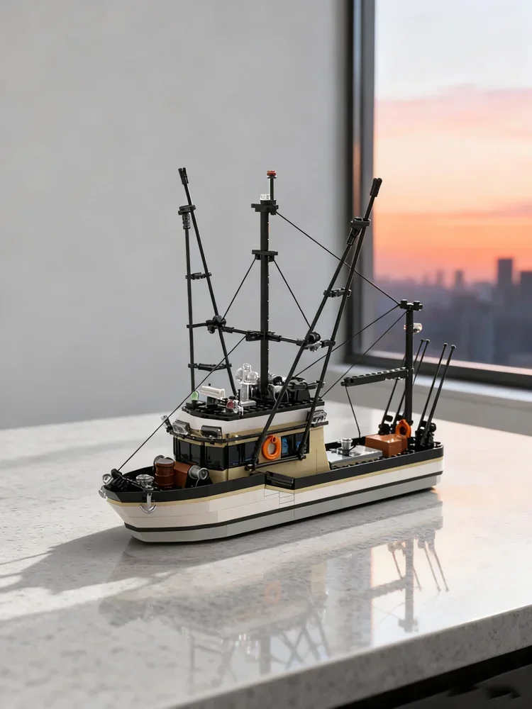 611pcs MOC Tonijn Zalm Trawler Stad Harbored Model Bouwstenen Architectuur Speelgoed DIY Onderwijs Kerstcadeau Kinderen Verjaardag - afbeelding 2