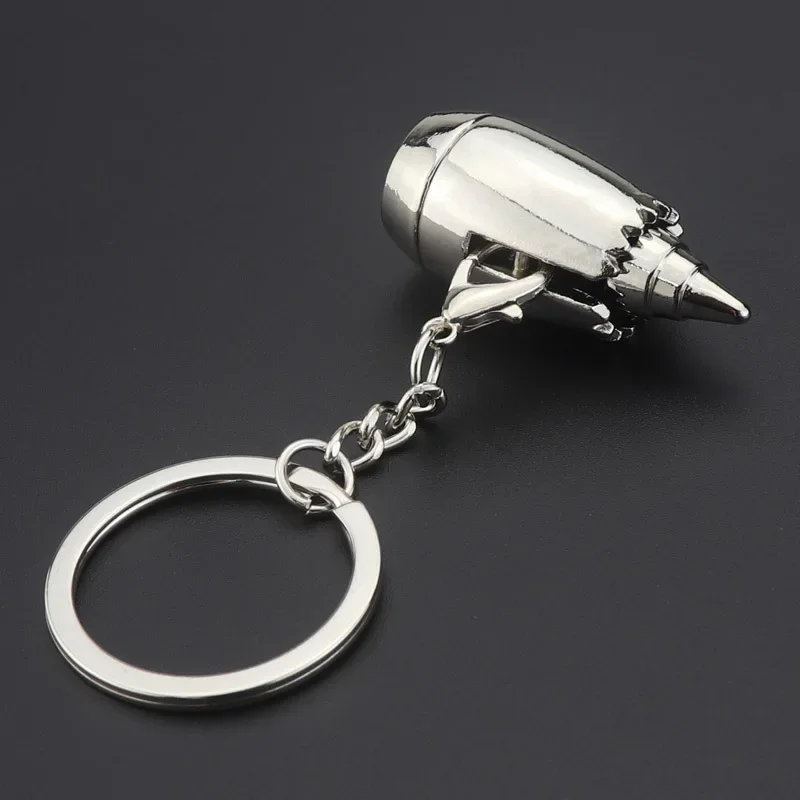 1pc Aircraft Engine Shape Keychain Alloy Keys Holder Ring Bag Decor Pendant Buckle Creative Gifts for Mechanic Enthusiasts 41mm