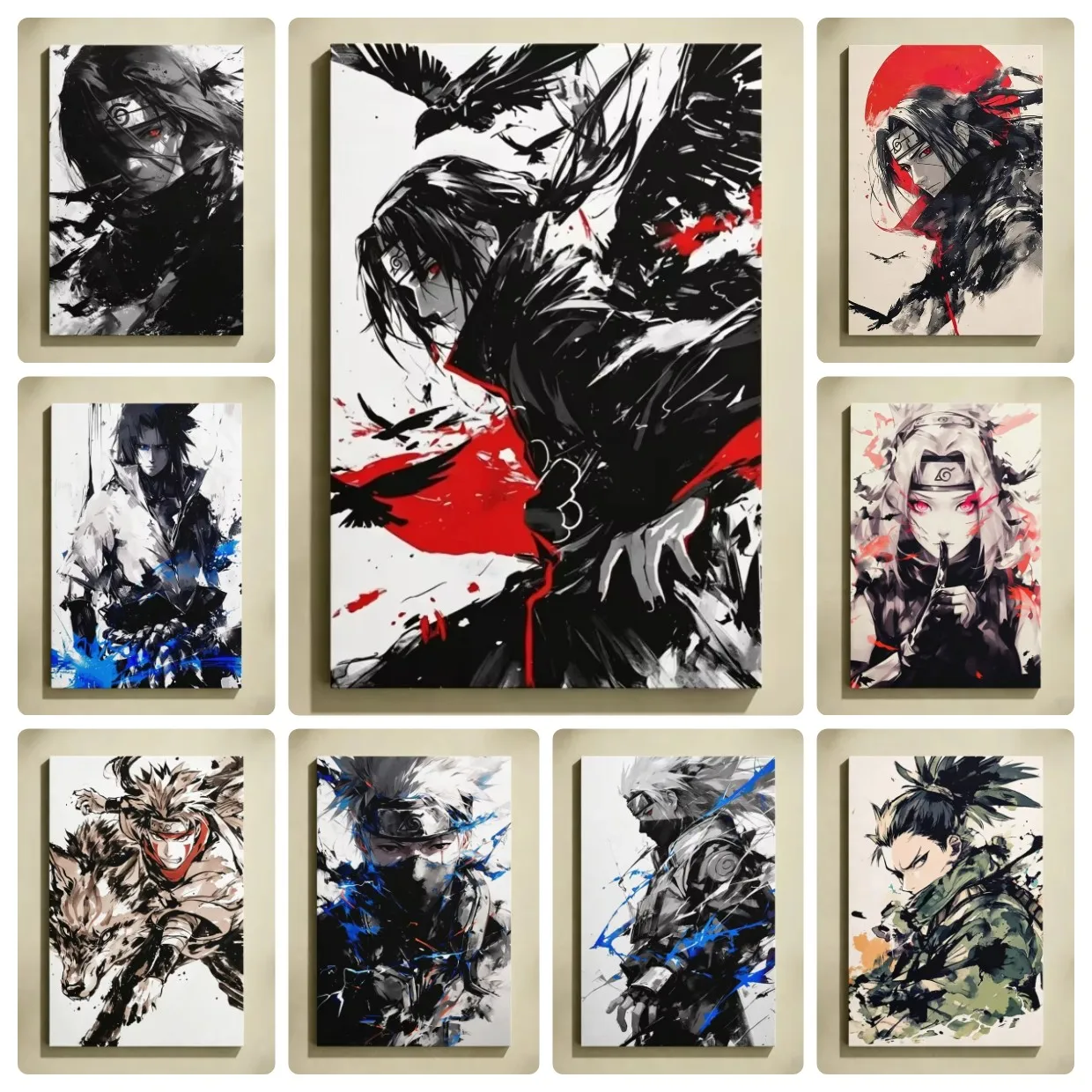 Jigsaw Puzzles Naruto Cartoon Ink Style Naruto Sasuke DIY Adults Puzzle Games Family Fun Puzzles Gifts Great for Home Decor