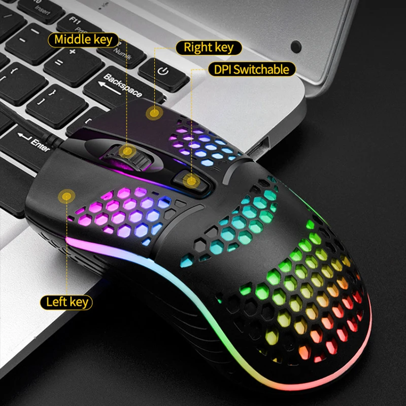 Souris optique de jeu avec câble filaire, 7 respirations LED, rétro-éclairage USB, pour ordinateur portable et de bureau, 4D PC, usage domestique et