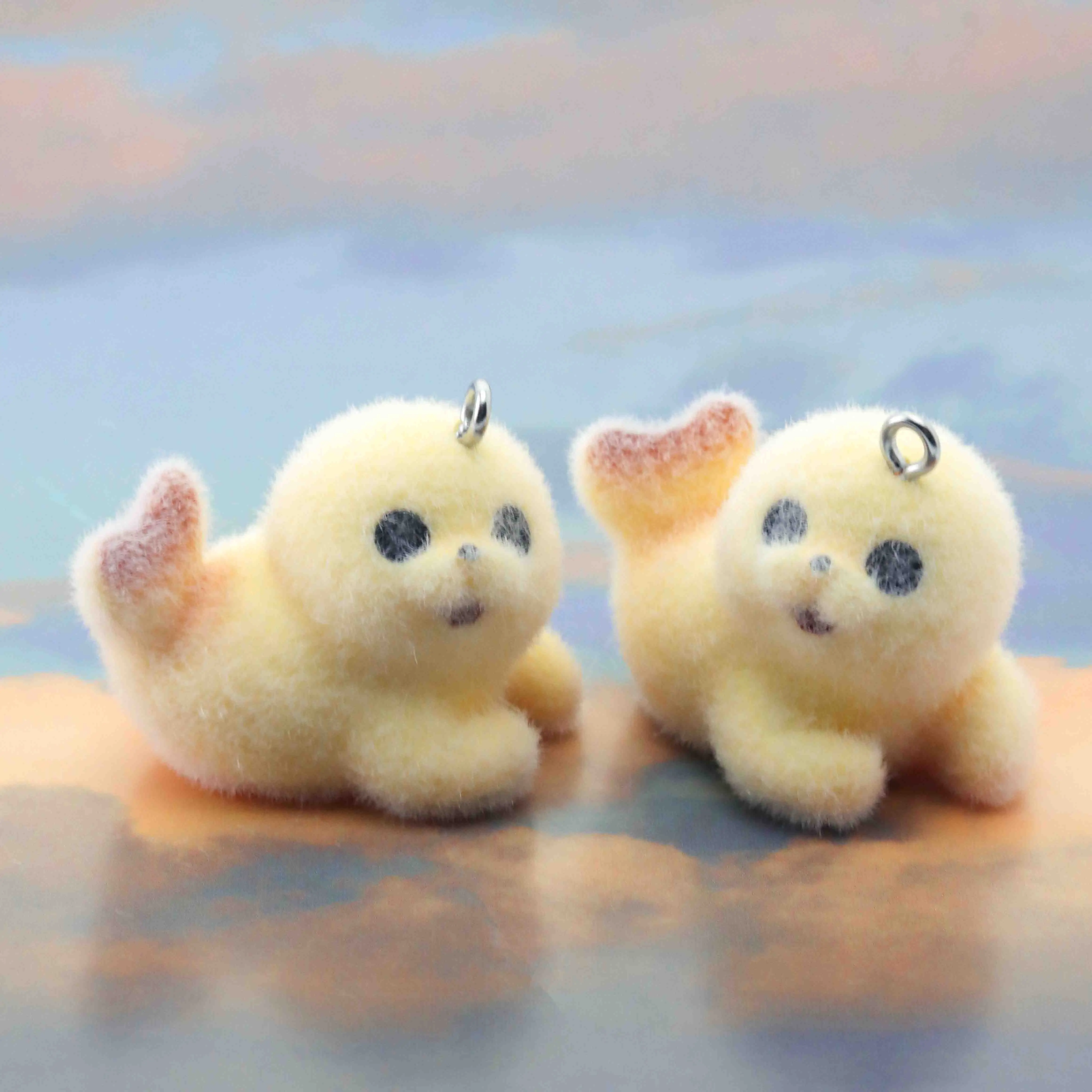 10pcs Resin Flocking Charms  Three-Dimensional Baby Seal Pendant Jewelry for Making DIY Keychain Mobile Phone Chain Bag Jewelry