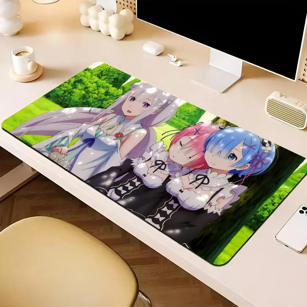 Re Zero Rem Lem Emilia     Mouse Pad game teclado XXL Mouse Pad Large Computer Laptop Non-slip Keyboard Desk Mat Mousepad