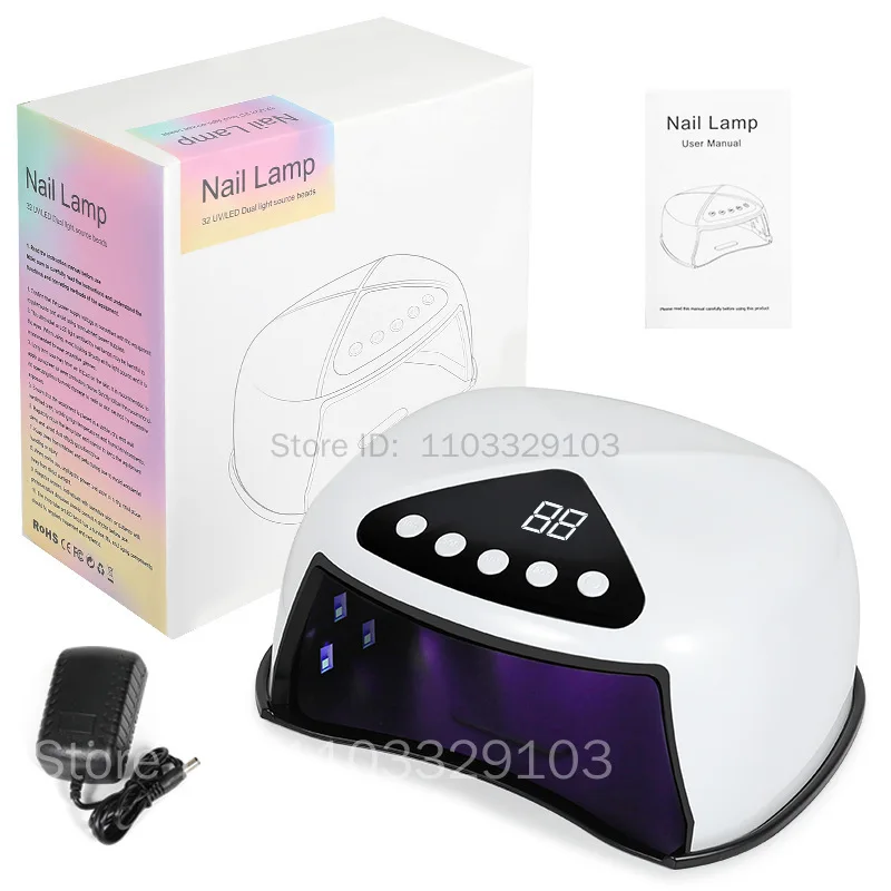 Lampada per unghie UV a LED Asciugatrice per unghie con display LCD Sensore automatico 4 Impostazione timer Lampada per polimerizzazione gel Luce per smalto gel 32 Perline per salone di casa
