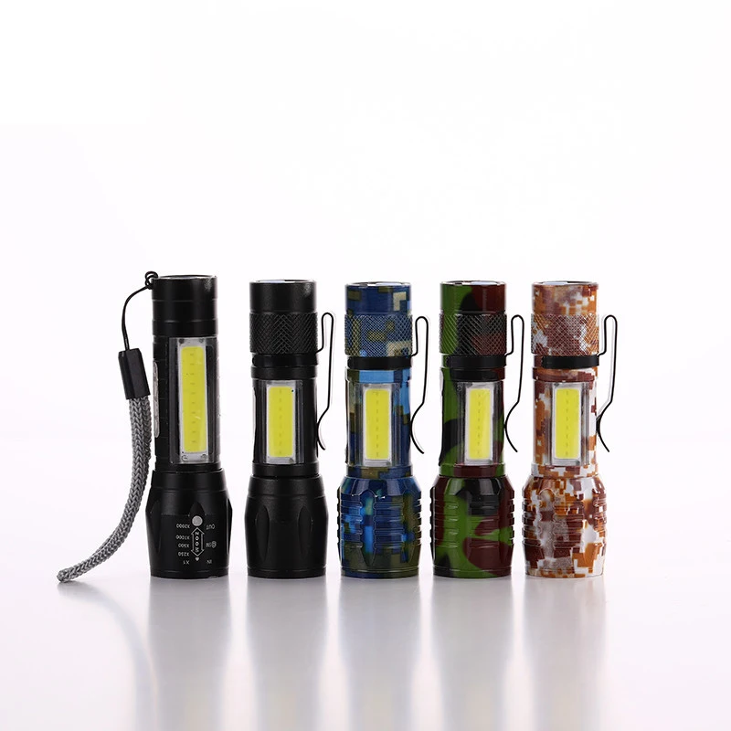 

Mini Torch Portable USB Rechargeable Strong Light Flashlight Aluminum Alloy Camouflage Flashlight