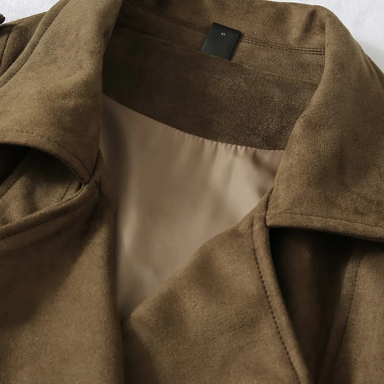 KASLEAD Cappotto in pelle scamosciata allentata Faion da donna nuovo con cintura Capispalla autunnale lungo in fibra di poliestere doppio petto Sve