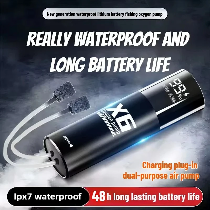Aerator Pump for Outdoor Fishing Home Fish Tank, 5W USB Rechargeable Dual-Use Oxygen Pump for Night Fishing Wild Fishing