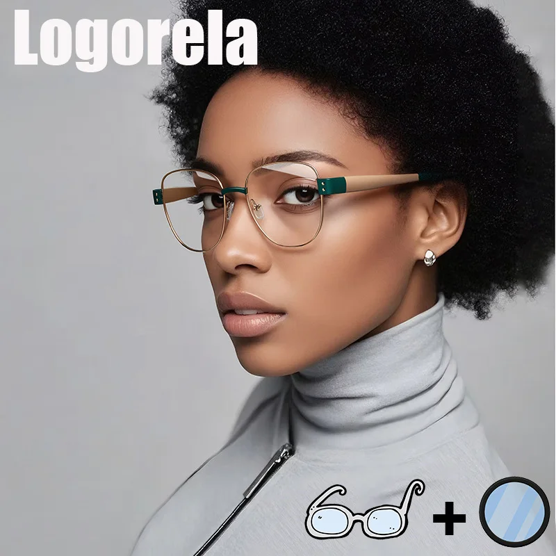 

Logorela 3173 Women Optical Prescription Glasses Anti-Blue Light Photochromic Eyewear Myopia Hyperopia Progressive Eyeglasses