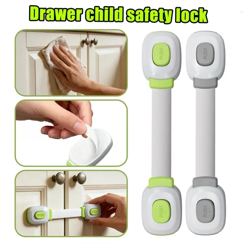Push Type Child Safety Lock Refrigerator Cabinet Punch Free Lock Multifunctional Child Protection Lock Home Accessories