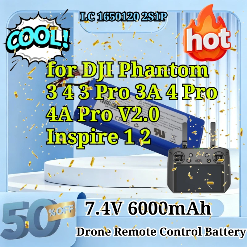 LC 1650120 2S1P 6000mAh 7.4V High Capacity LiPo Replacement Battery for DJI Phantom 3 4 3 Pro 3A 4 Pro 4A Pro V2.0 Inspire 1 2