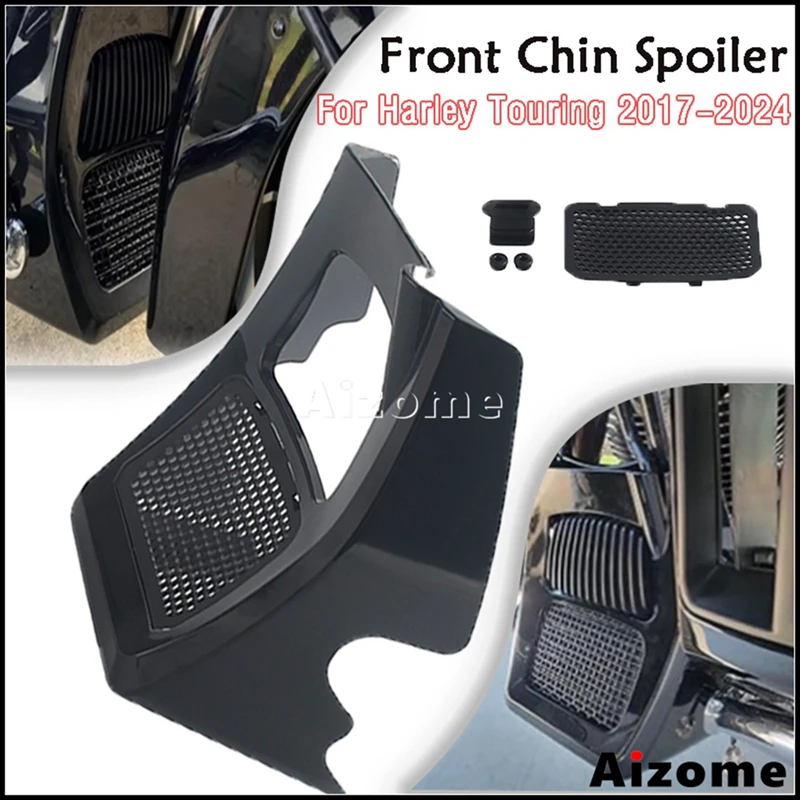 

Front Chin Fairing Spoiler Radiator Cover For Harley Touring Road King Street Electra Glide FLHT FLTRX FLHXST FLTRXST 2017-2024