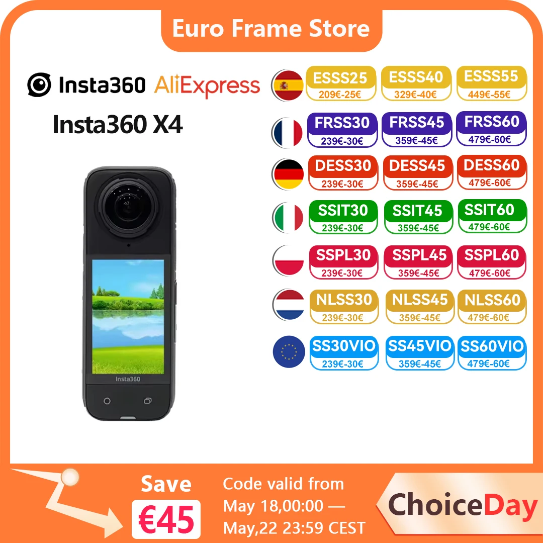 【EU Warehouse】Insta360 X4 8K Waterproof 360 Action Camera, 4K Wide-Angle Video 2290mAh Battery Insta360 X4 Sport Camera