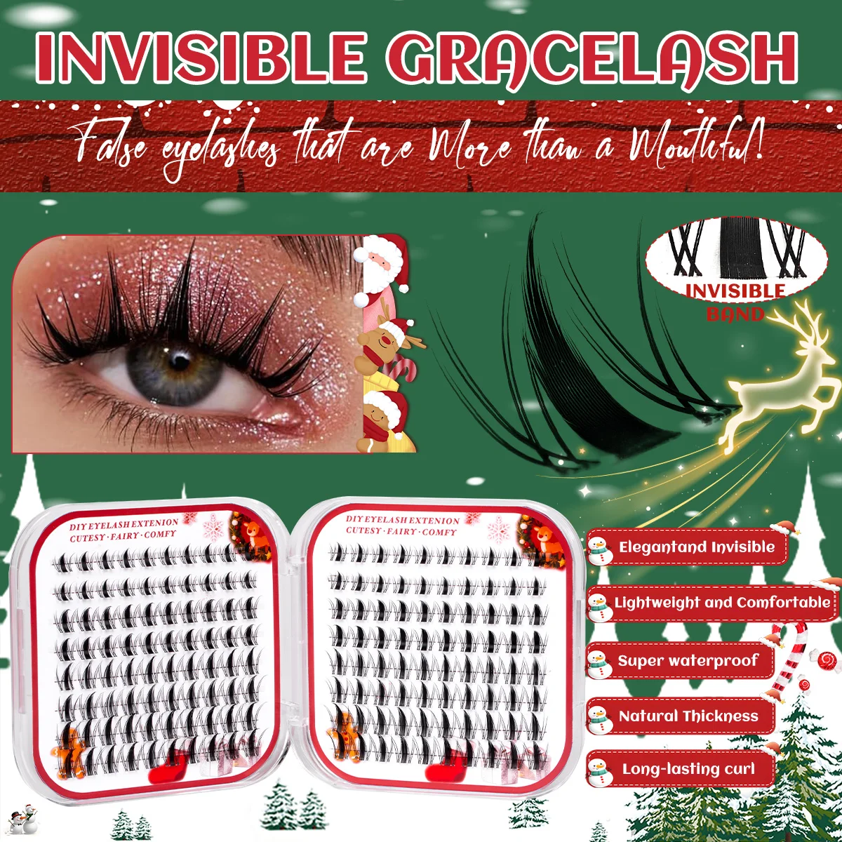 クリスマスギフト DIY まつげエクステ 大容量 フェスティバル コスプレ マンガ風 ウィスピー ルック まつげ接着剤 ピンセット付き