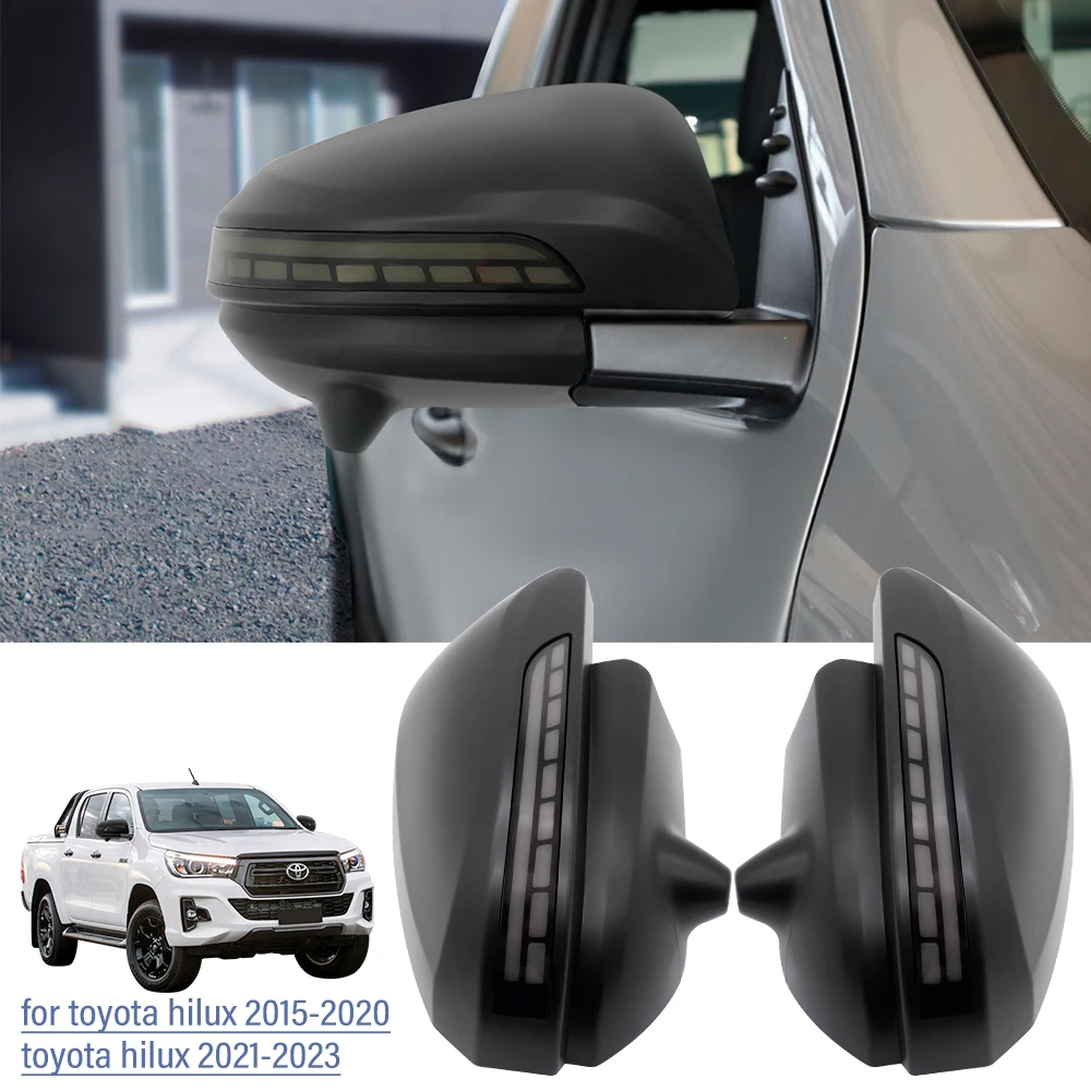 Matte Black Car Rear View Mirror Side Mirror Cover Cap Trim For Toyota hilux revo 2015 2016 2017 2018 2019 2020 2021 2022 2023